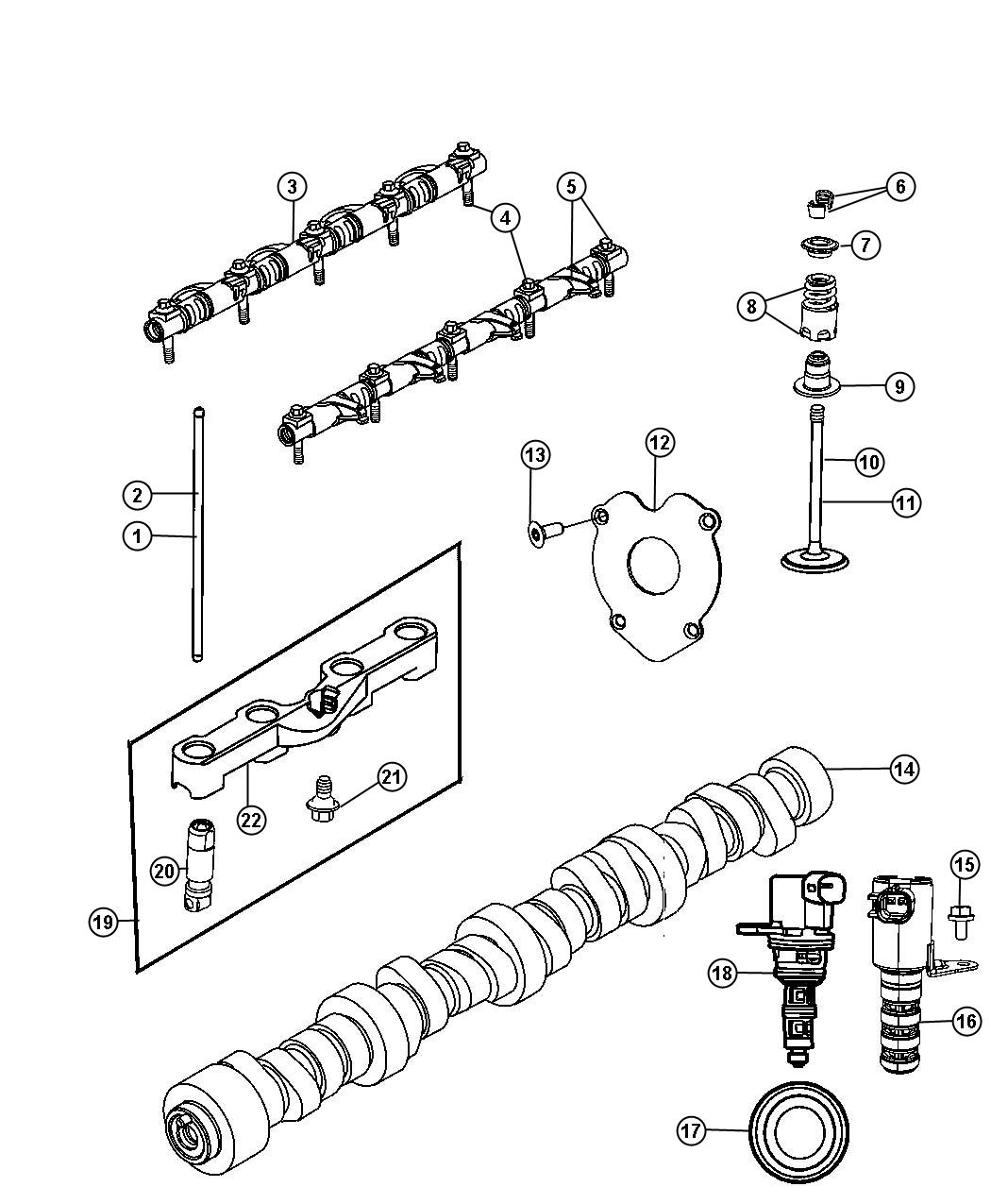 Diagram Camshaft And Valvetrain 5.7L [5.7L V8 MDS VVT ENGINE]. for your 2015 Jeep Wrangler   