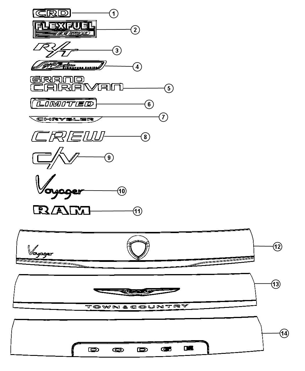 Diagram Nameplates, Emblems and Medallions. for your 1999 Chrysler 300 M  