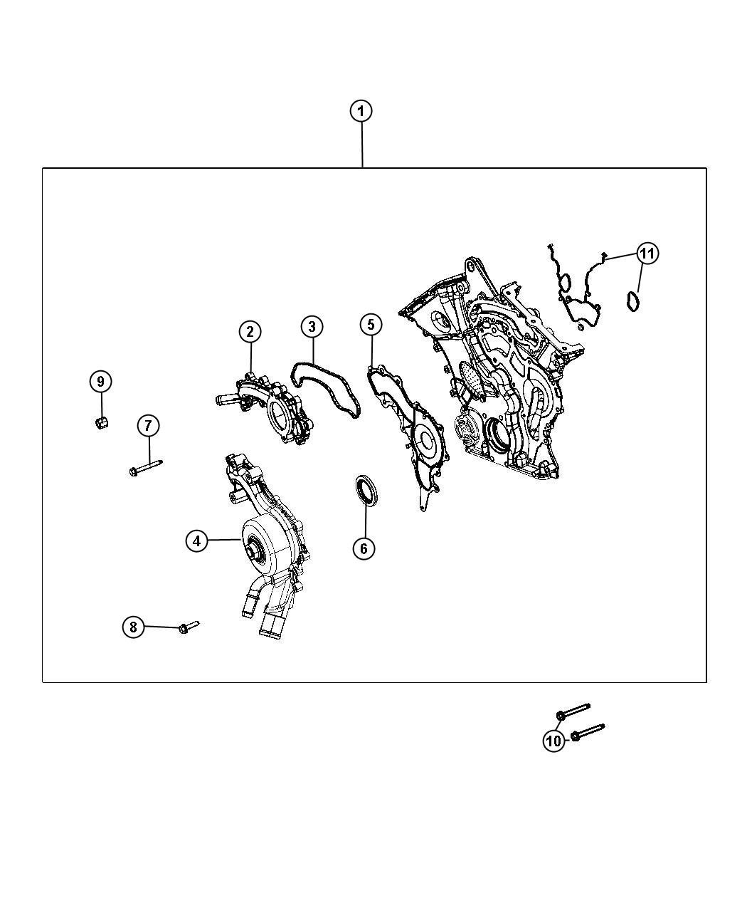 Diagram Timing Case Cover 3.6L [3.6L V6 VVT Engine]. for your 1999 Chrysler 300 M  