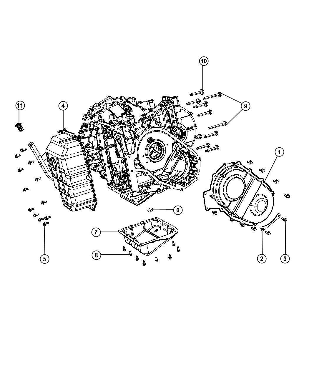 Diagram Oil Pan, Cover And Related Parts. for your 2010 Ram 1500   