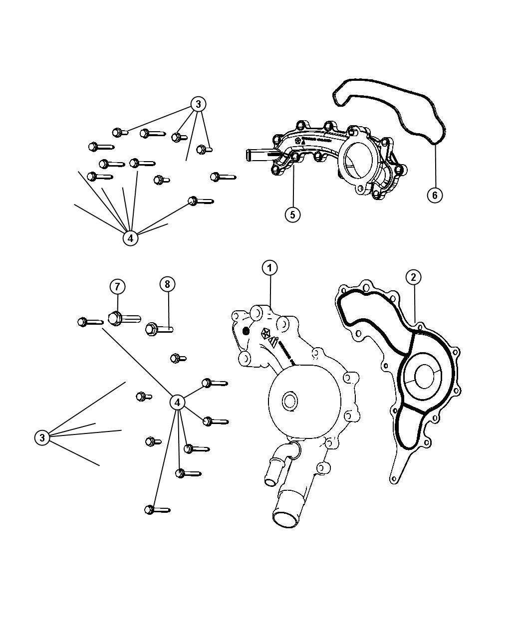 Diagram Water Pump and Related Parts. for your 2022 Jeep Grand Cherokee   