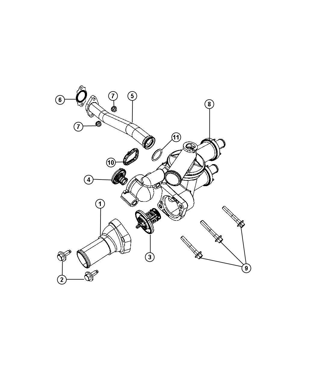 Diagram Thermostat and Related Parts. for your 2021 Jeep Wrangler   