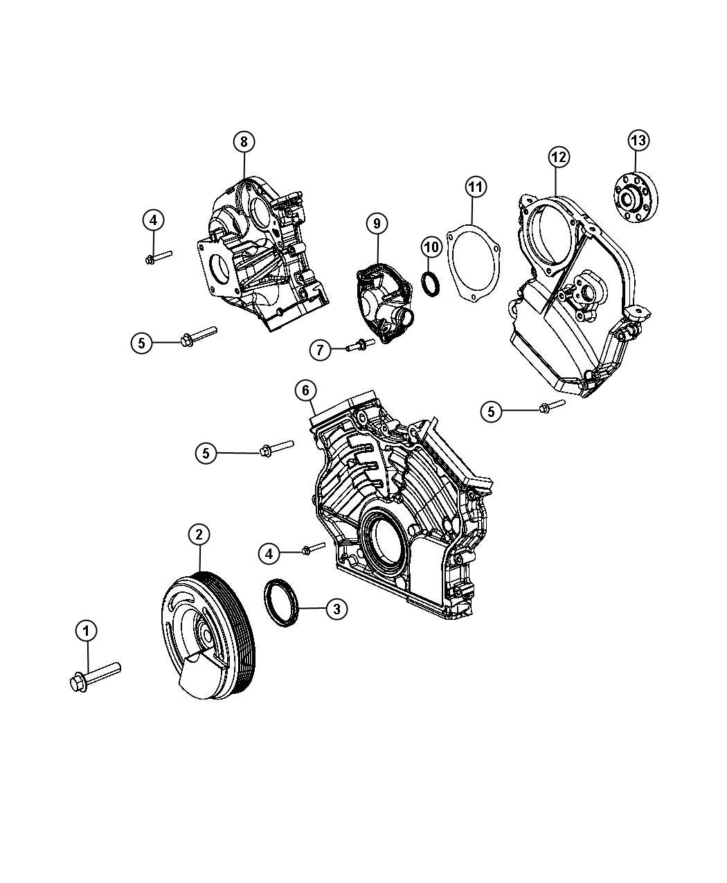 Diagram Timing Case Covers 3.0L Diesel [3.0L V6 Turbo Diesel Engine]. for your 1999 Chrysler 300  M 