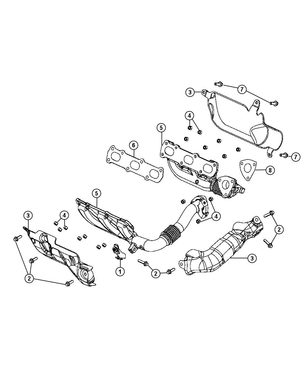 Diagram Exhaust Manifolds 3.0L Diesel [3.0L V6 Turbo Diesel Engine]. for your 2023 Jeep Grand Cherokee LAREDO  