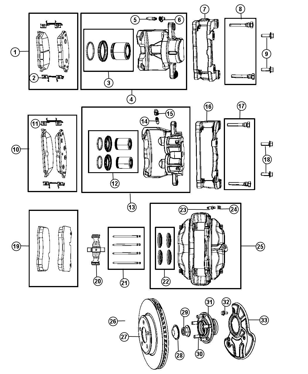 Diagram Brakes, Front [Anti-Lock 4-Wheel Disc Brakes]. for your Dodge