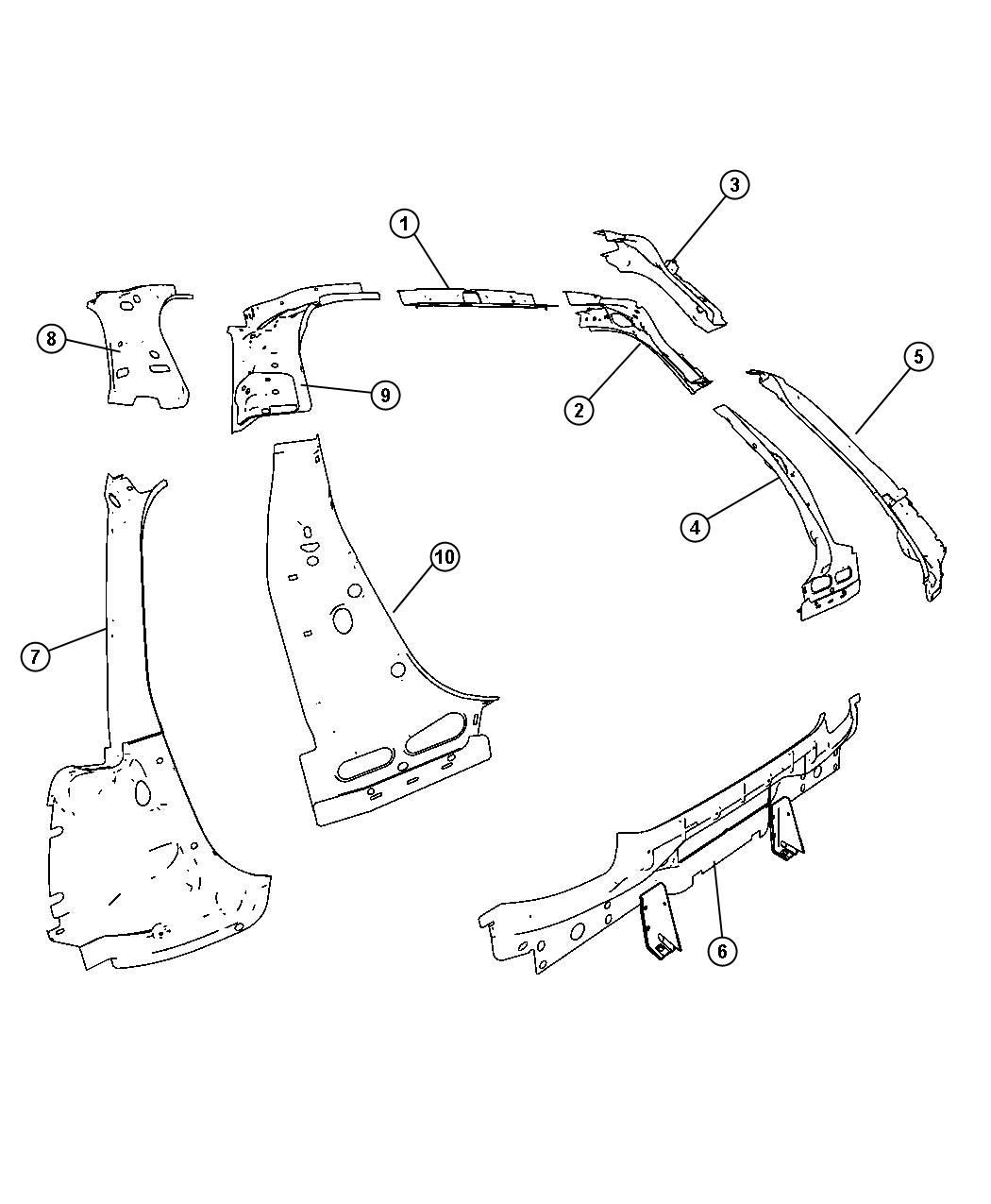 Diagram Rear Body Panels. for your Fiat 500  