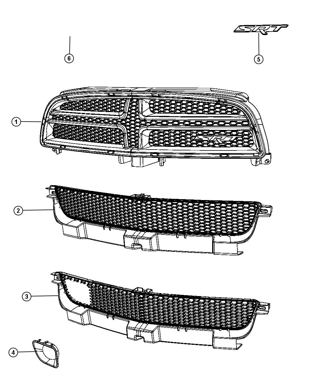 Diagram Grilles and Related Items, SRT. for your 2008 Chrysler Crossfire  Limited Coupe 