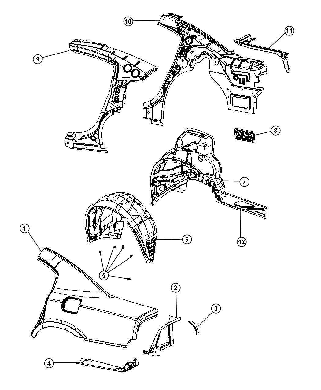 Diagram Rear Aperture (Quarter) Panel. for your 2022 Dodge Challenger   