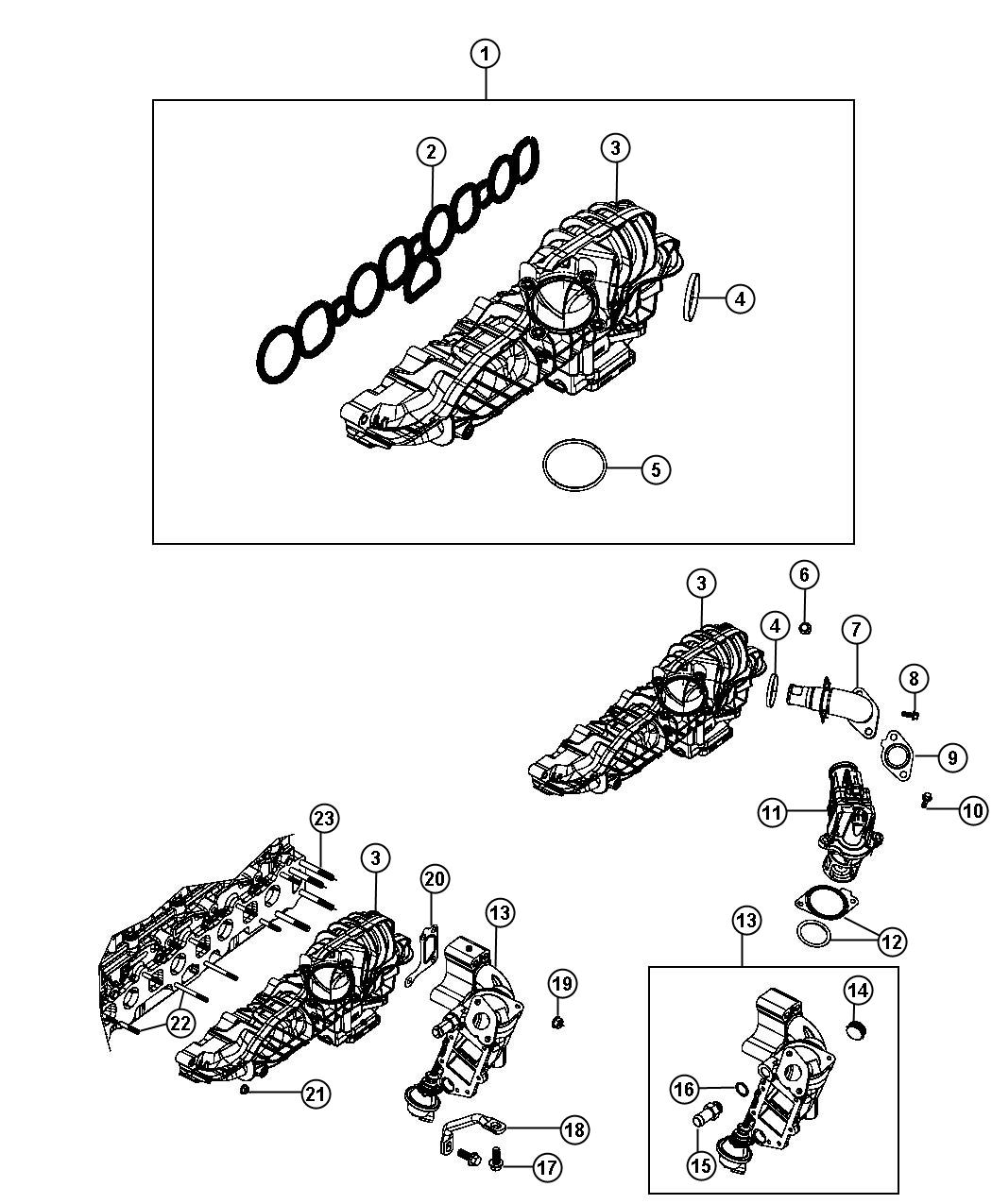 Diagram Intake Manifold 2.8L Diesel [2.8L I4 Turbo Diesel Engine]. for your 2023 Jeep Grand Cherokee LAREDO  