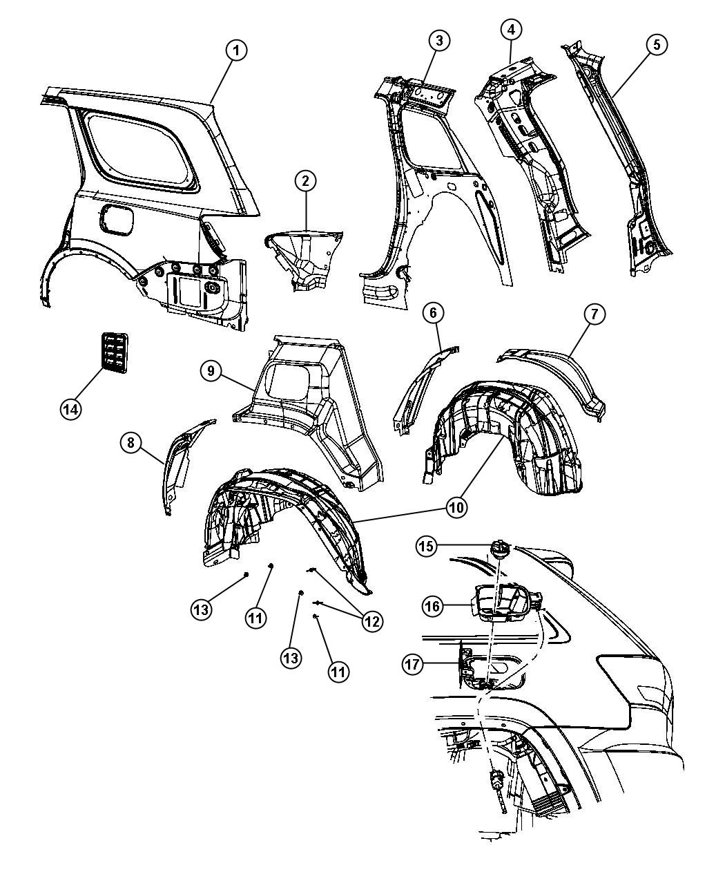 Quarter Panel and Fuel Filler Door. Diagram