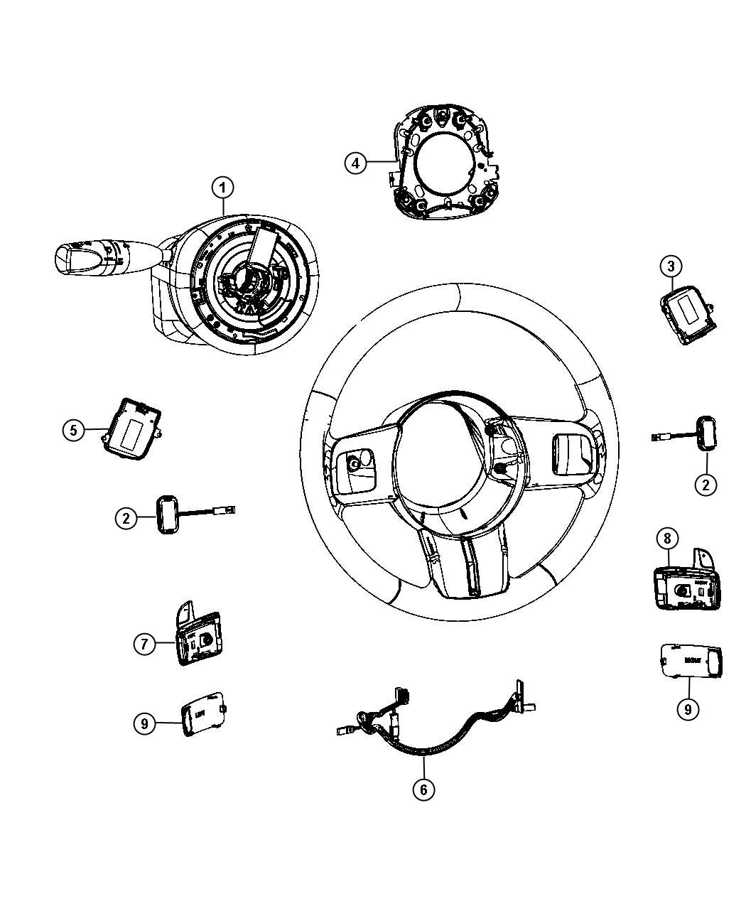 Diagram Switches, Steering Wheel and Column. for your 2000 Dodge Avenger   