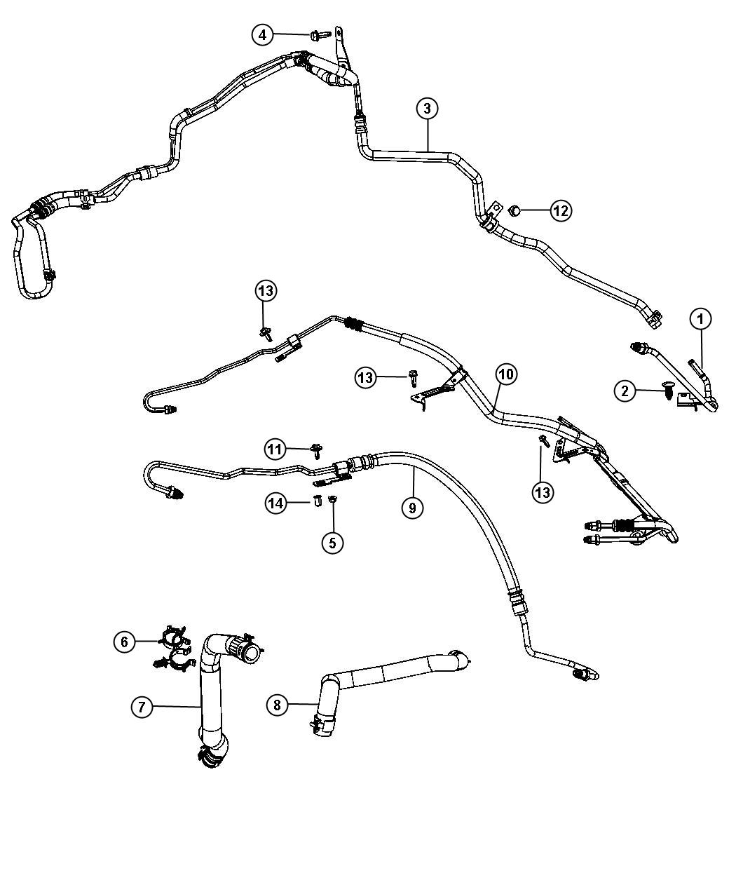 Diagram Power Steering Hoses. for your 2006 Jeep Grand Cherokee   