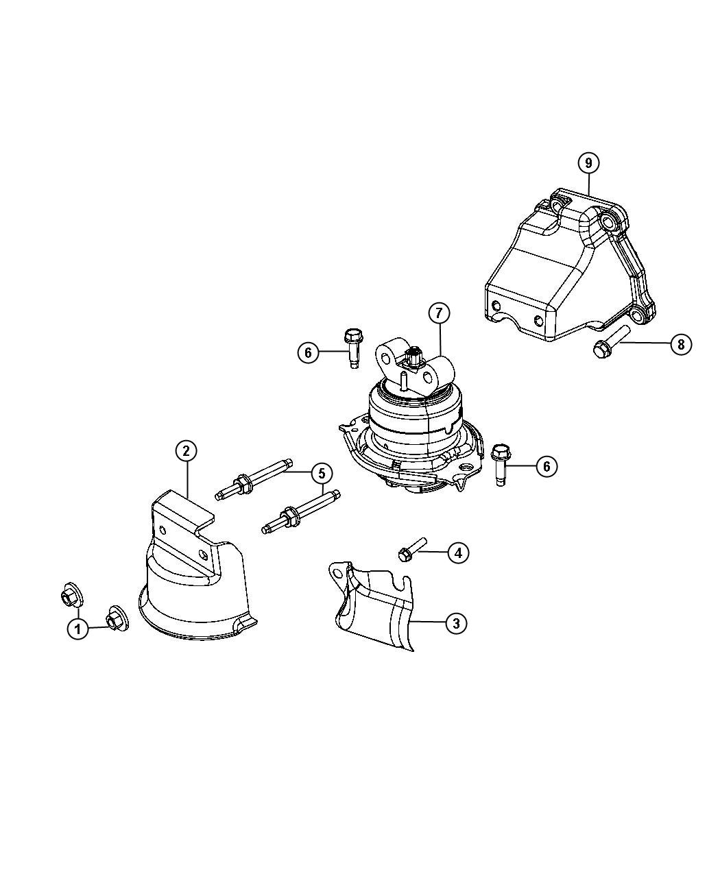 Diagram Engine Mounting Left Side AWD 3.6L [3.6L V6 VVT Engine]. for your 2000 Chrysler 300  M 