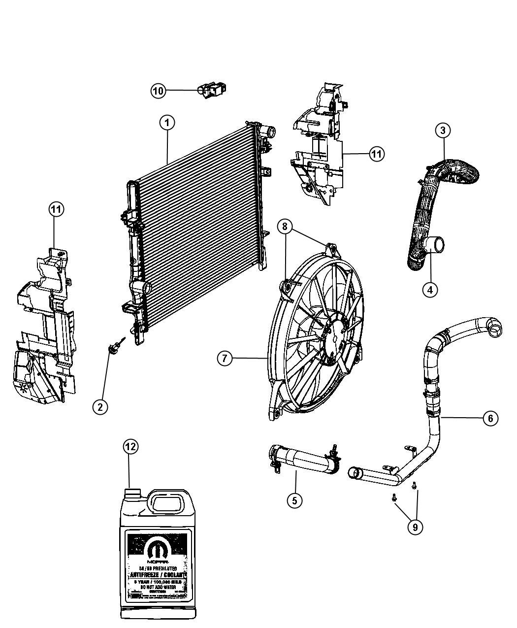 Diagram Radiator and Related Parts. for your 2023 Ram 1500   