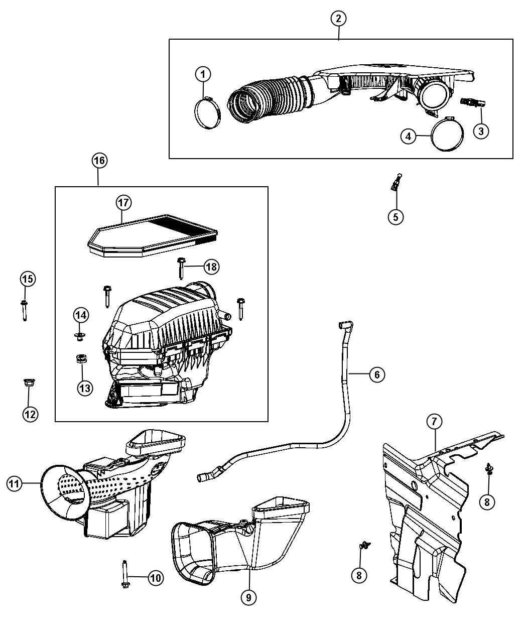 Diagram Air Cleaner. for your 2016 Jeep Grand Cherokee   