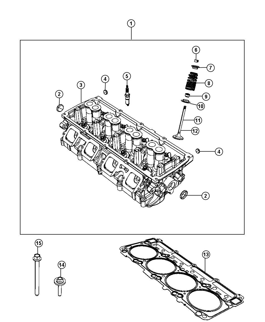 Diagram Cylinder Heads 6.4L [6.4L V8 SRT HEMI Engine] Without MDS. for your 2012 Dodge Challenger   
