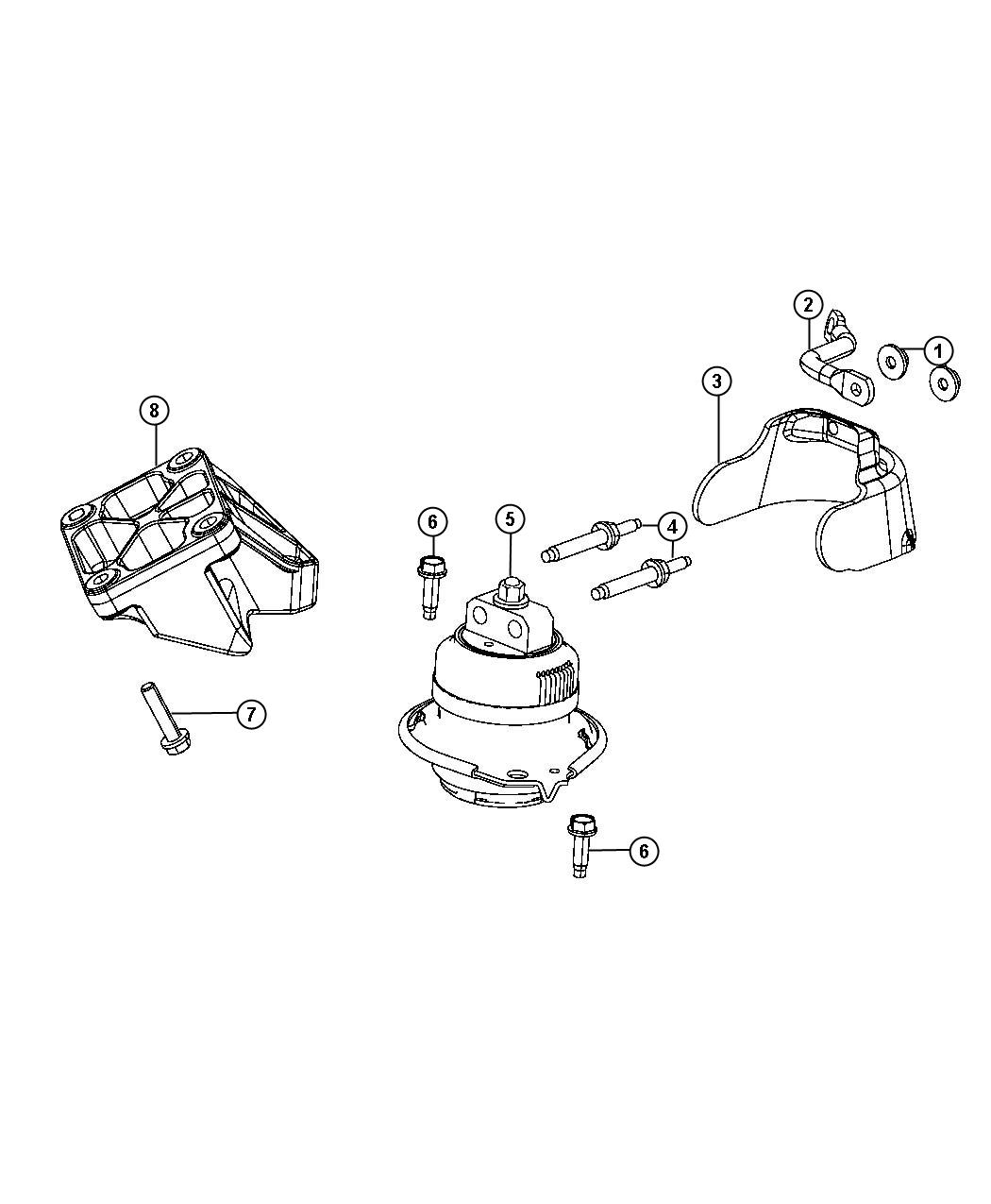 Diagram Engine Mounting Right Side RWD/2WD 6.4L [6.4L V8 SRT HEMI Engine] Without MDS. for your Chrysler 300  M