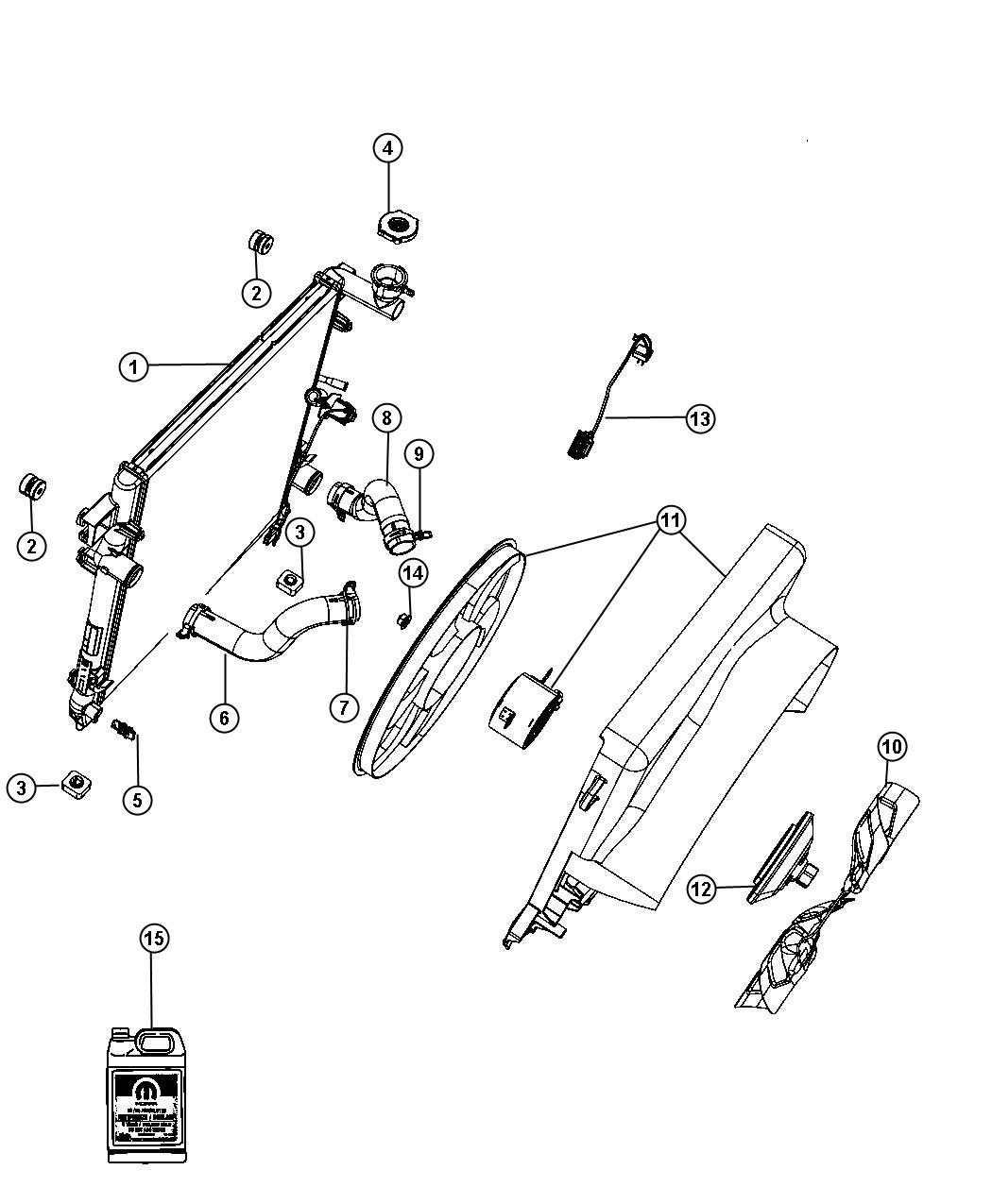 Diagram Radiator and Related Parts. for your Jeep