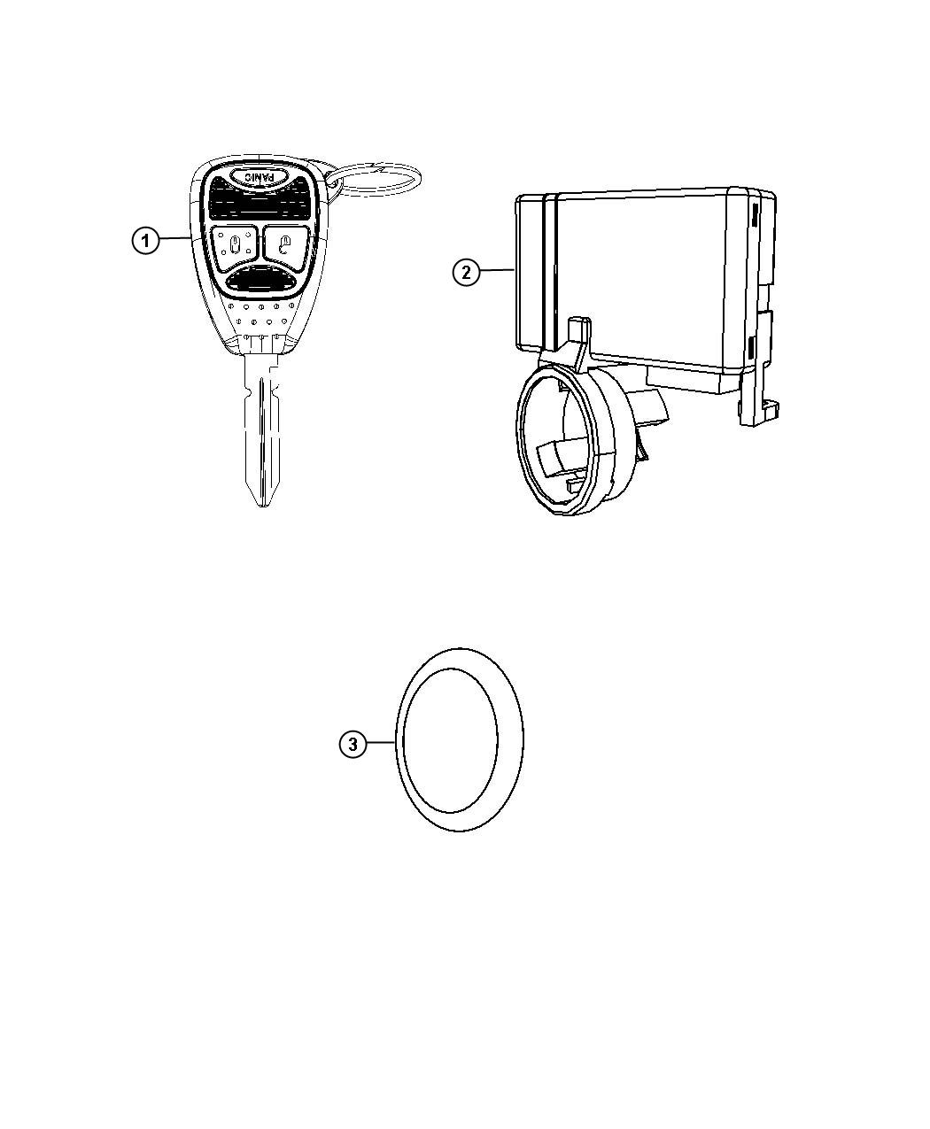 Receiver Modules, Keys and Key FOBS. Diagram