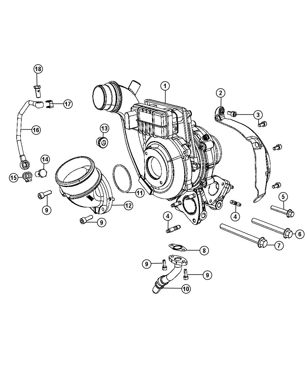 Diagram Turbocharger And Oil Hoses/Tubes 3.0L Diesel [3.0L V6 Turbo Diesel Engine]. for your Jeep