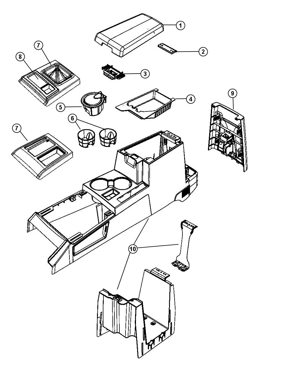 Diagram Floor Console Front. for your Jeep