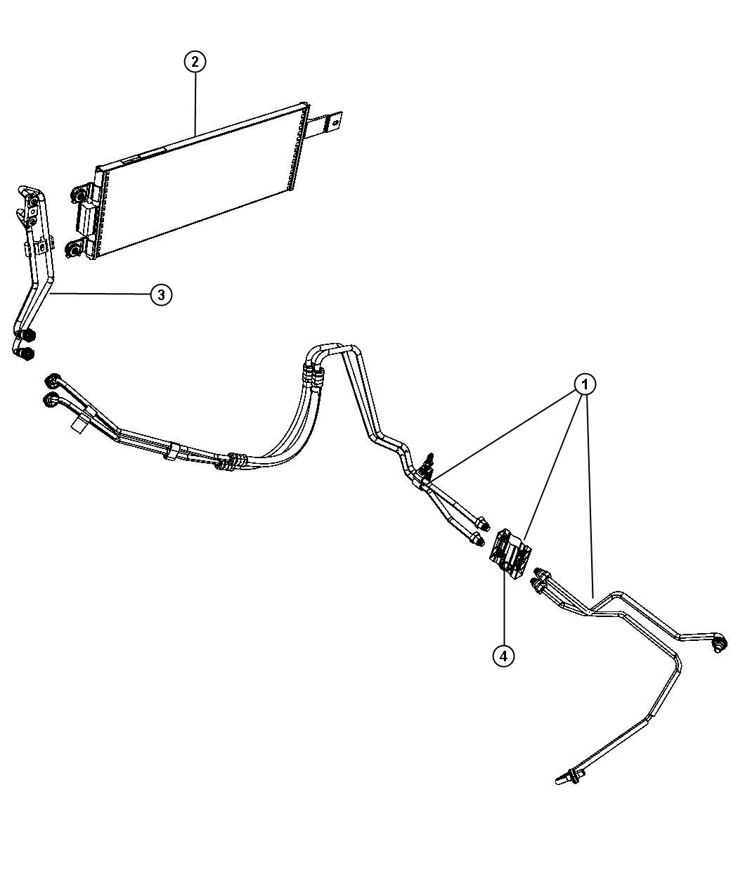 Diagram Transmission Oil Cooler and Lines. for your 2002 Jeep Wrangler   