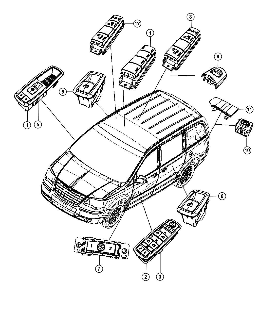 Diagram Switches, Doors and Liftgate. for your 2005 Chrysler Pacifica   