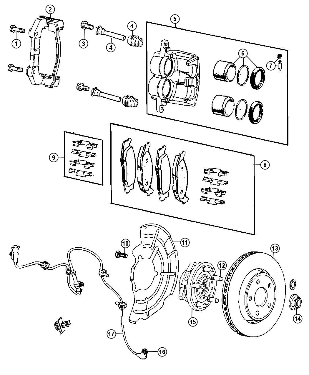 Diagram Brakes, Front. for your 2001 Chrysler 300  M 