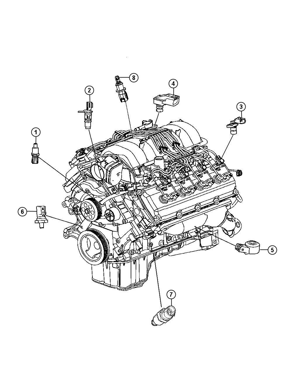 Diagram Sensors, Gas Engine. for your Jeep