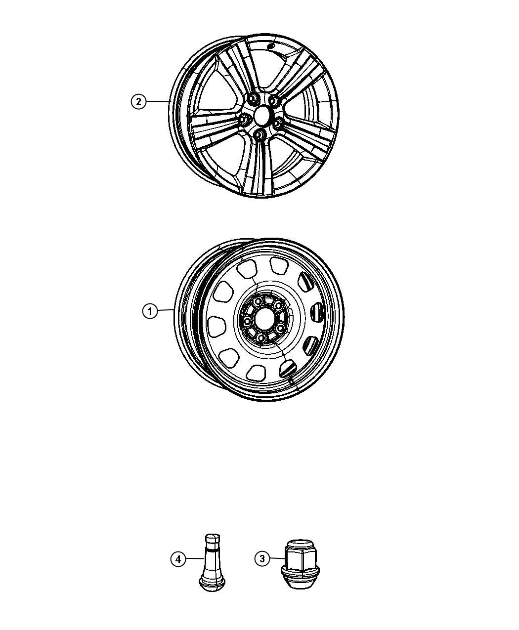 Diagram Wheels and Hardware. for your Dodge