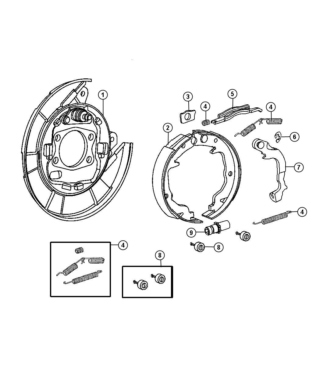 Diagram Park Brake Assembly, Rear Disc. for your Dodge