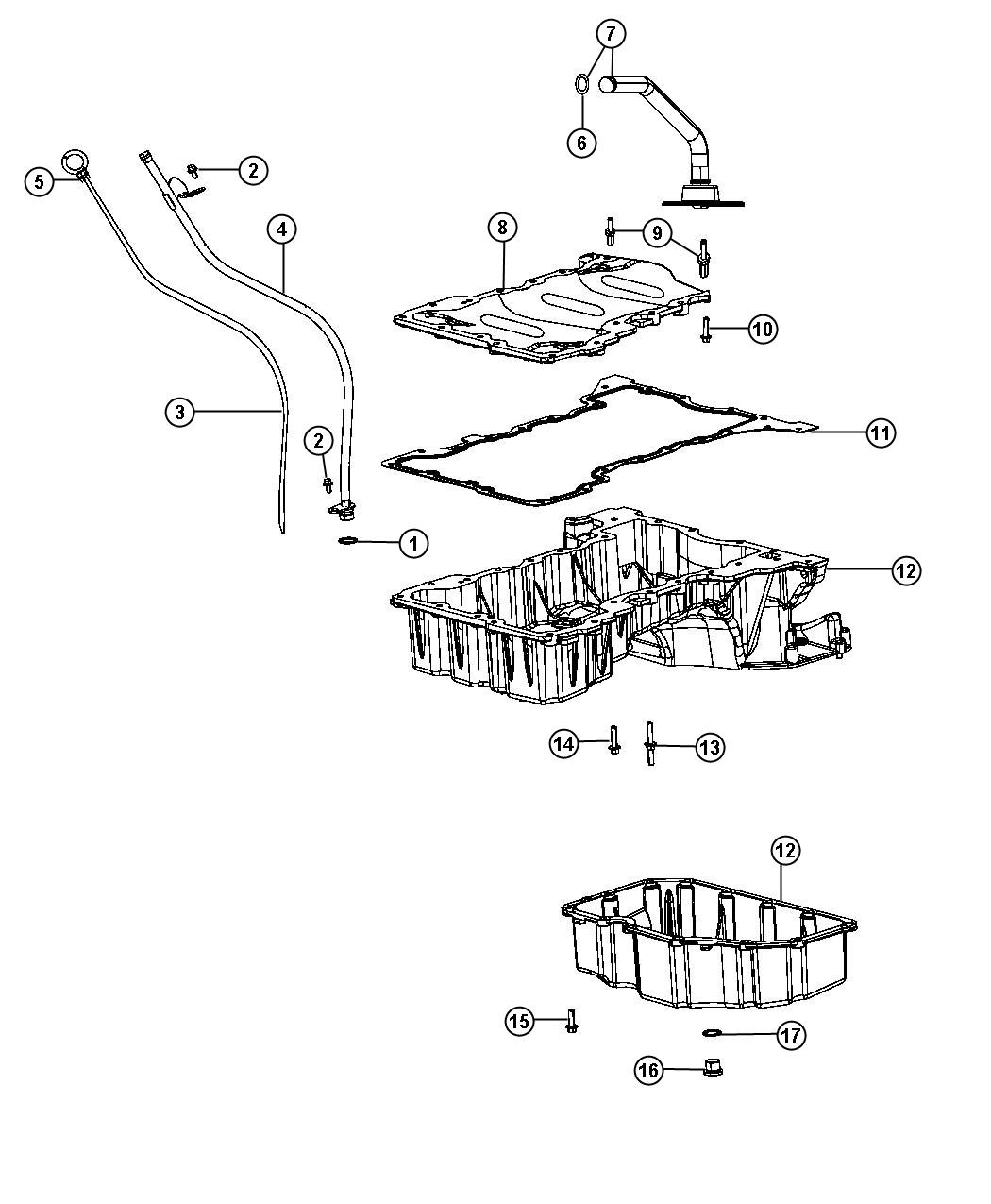 Diagram Engine Oil Pan, Engine Oil Level Indicator And Related Parts 3.0L Diesel [3.0L V6 Turbo Diesel Engine]. for your 1999 Chrysler 300 M  