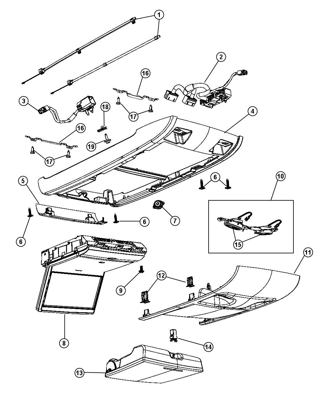 Diagram Overhead Console Third Seat. for your 2001 Chrysler Town & Country   