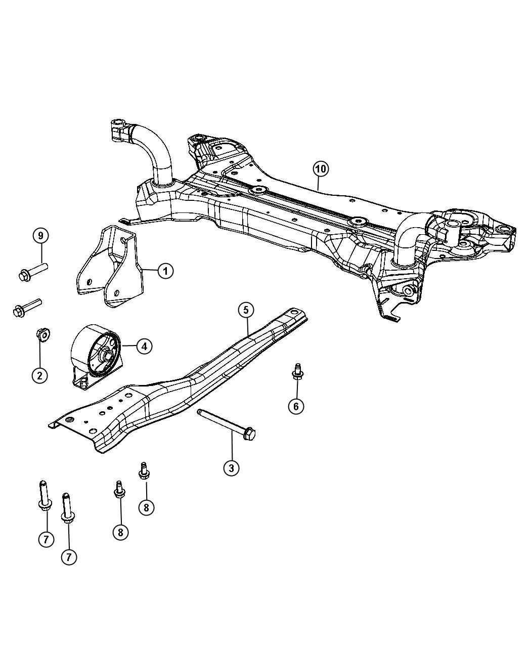 Diagram Engine Mounting Front FWD 2.4L [2.4L I4 DOHC 16V Dual VVT Engine]. for your Jeep Patriot  