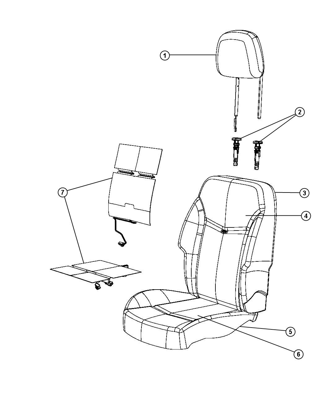 Diagram Front Seat - Bucket - Trim Code [CL]. for your Dodge