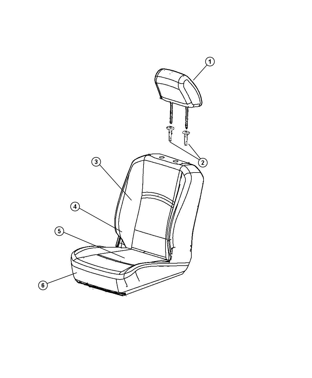 Diagram Front Seat - Bucket - Trim Code [GJ]. for your Ram