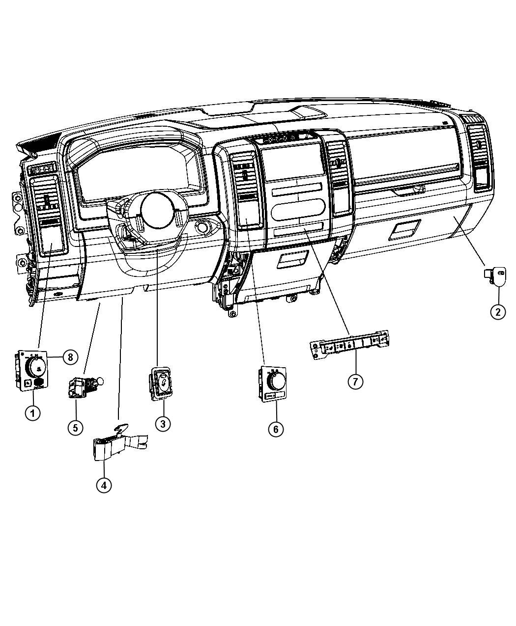 Diagram Switches, Instrument Panel. for your Ram 2500  