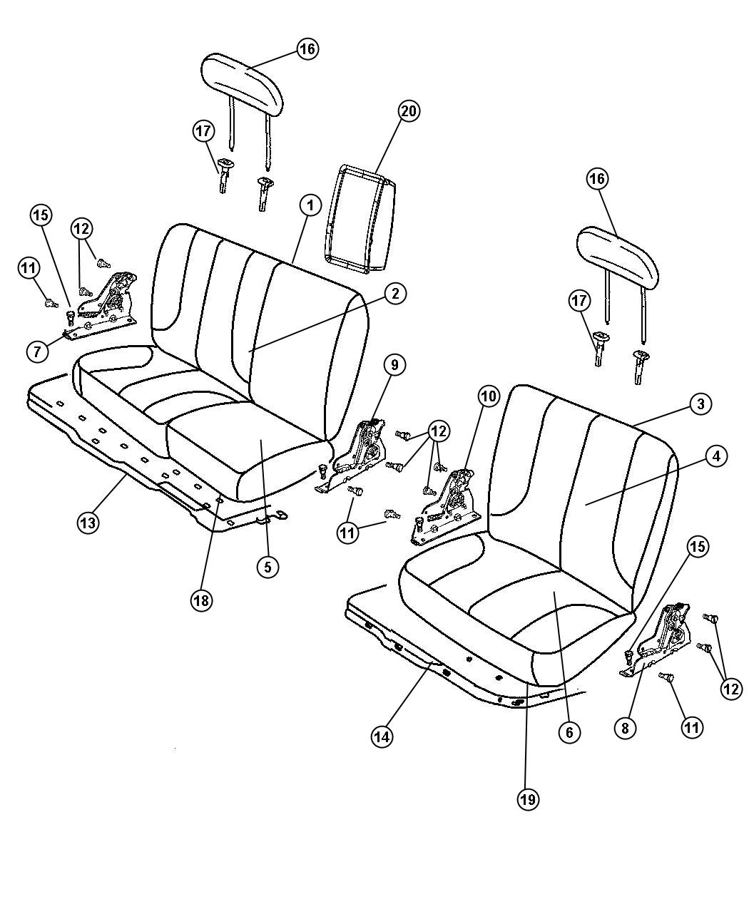 Crew Cab - Split Seat - Trim Code [GJ]. Diagram