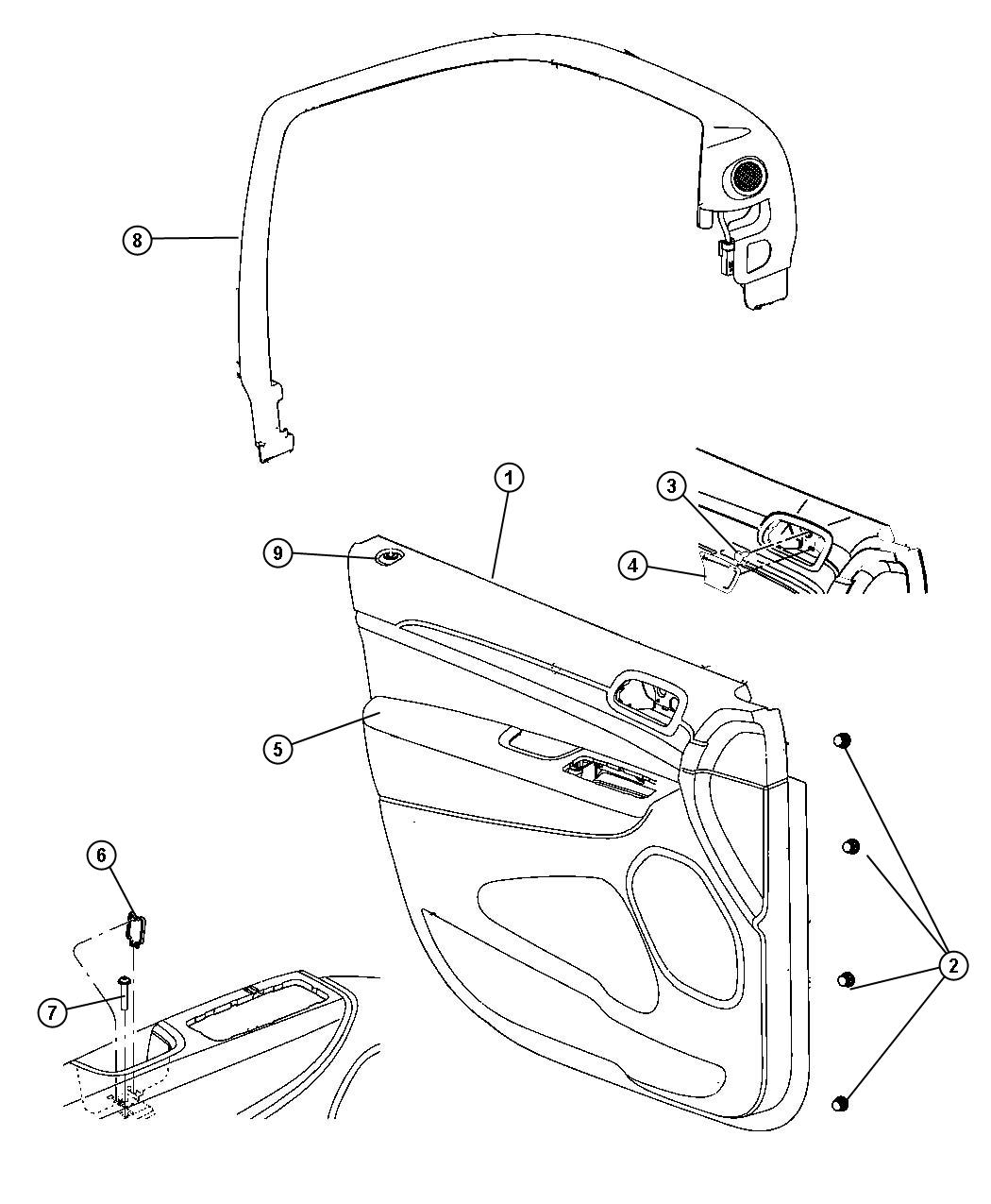 Diagram Front Door Trim Panels. for your 2001 Chrysler 300  M 