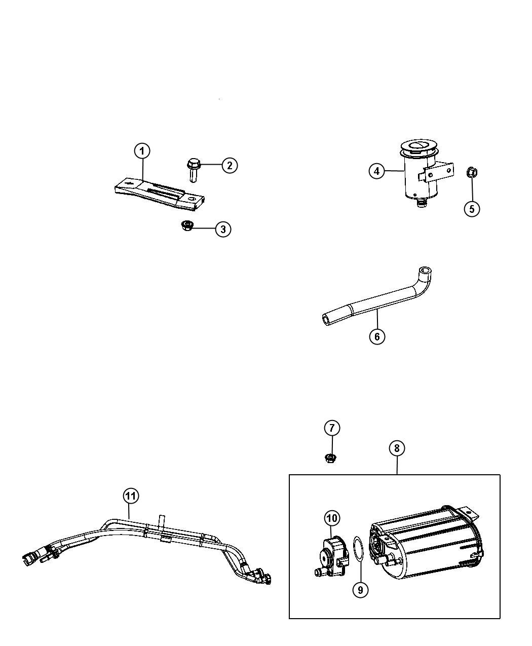 Diagram Vapor Canister and Leak Detection Pump. for your Jeep Wrangler  