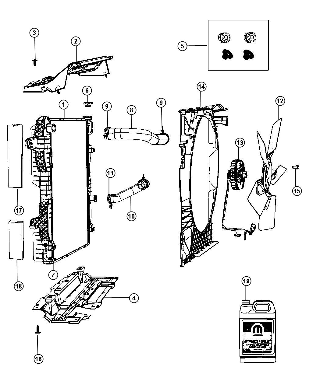 Diagram Radiator and Related Parts. for your Ram