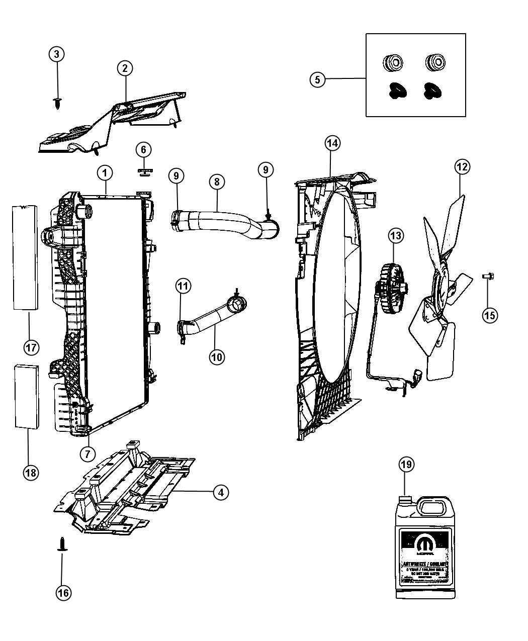 Diagram Radiator and Realted Parts. for your Ram