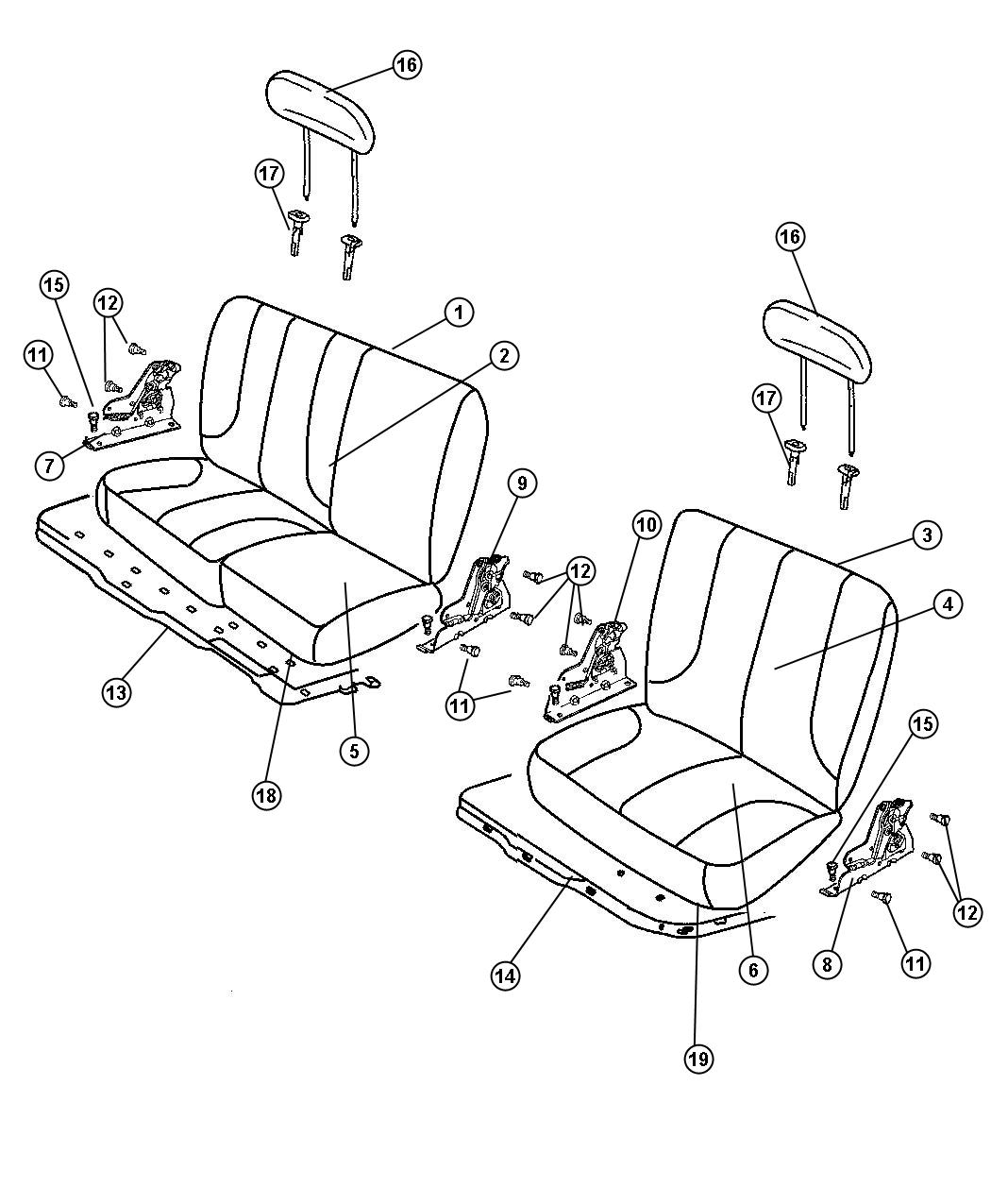 Diagram Crew Cab - Split Seat - Trim Code [GJ]. for your Ram 5500  
