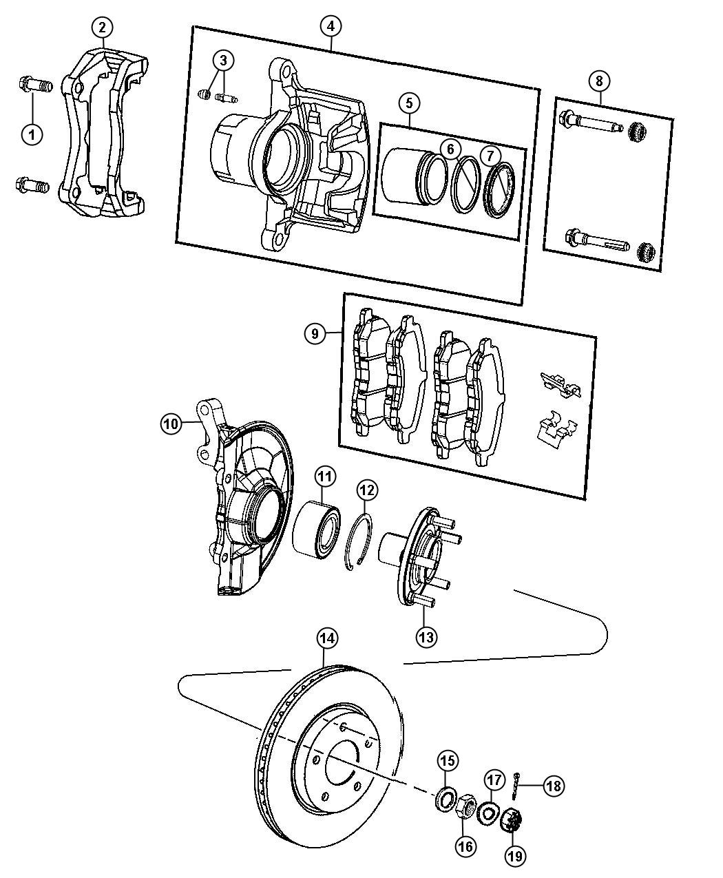 Diagram Brakes, Front. for your Dodge