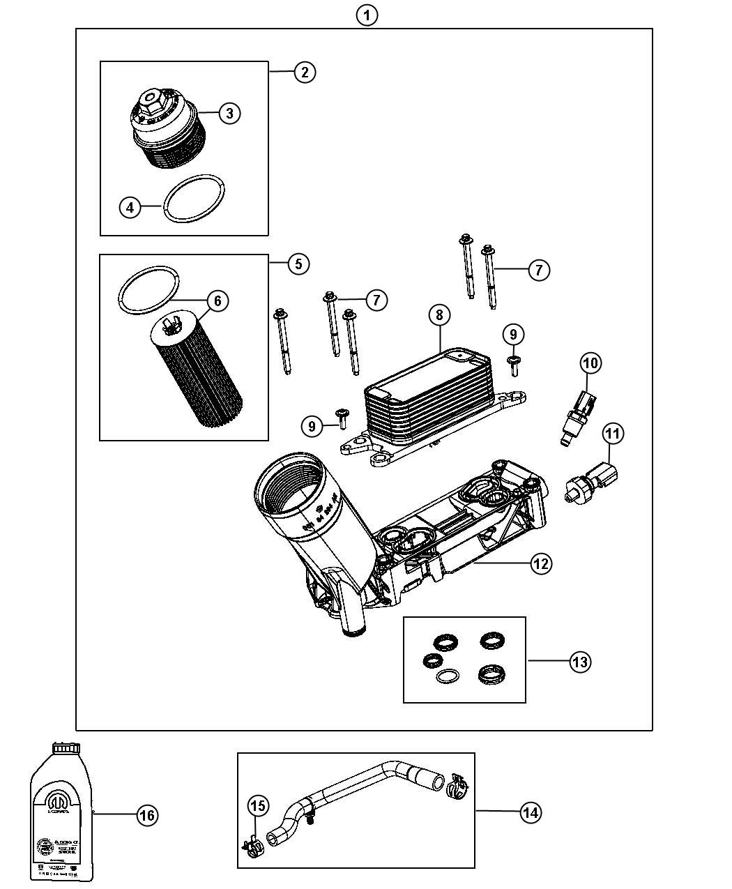 Engine Oil, Filter, Adapter/Cooler 3.6L [3.6L V6 VVT Engine]. Diagram