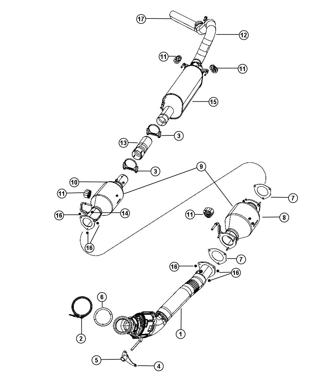 Diagram Exhaust System. for your 2017 Dodge Grand Caravan   