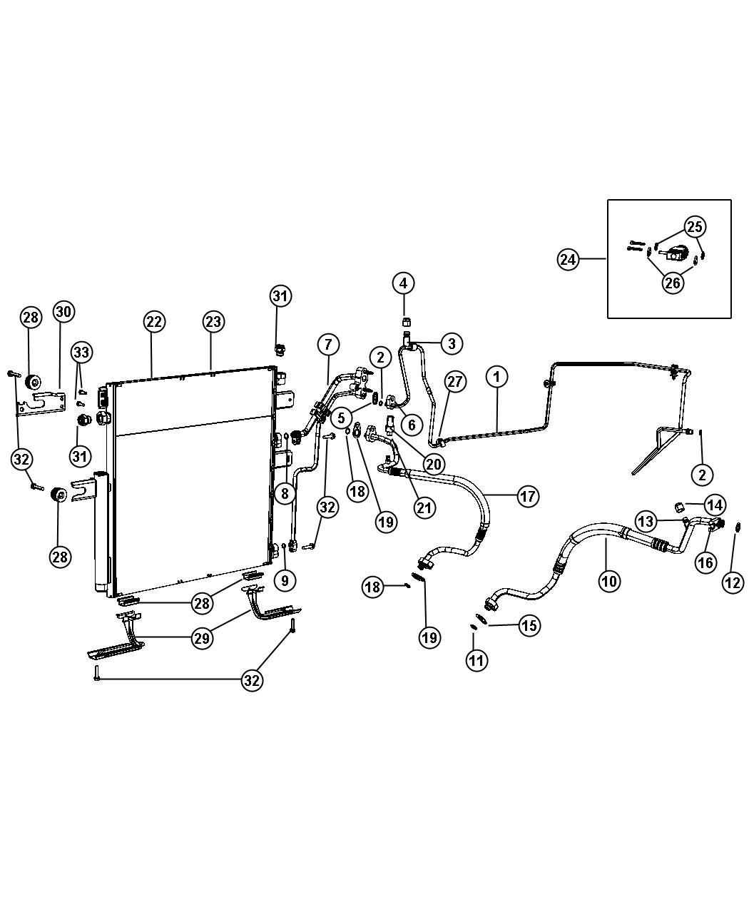 Diagram A/C Plumbing. for your 2011 Jeep Wrangler   