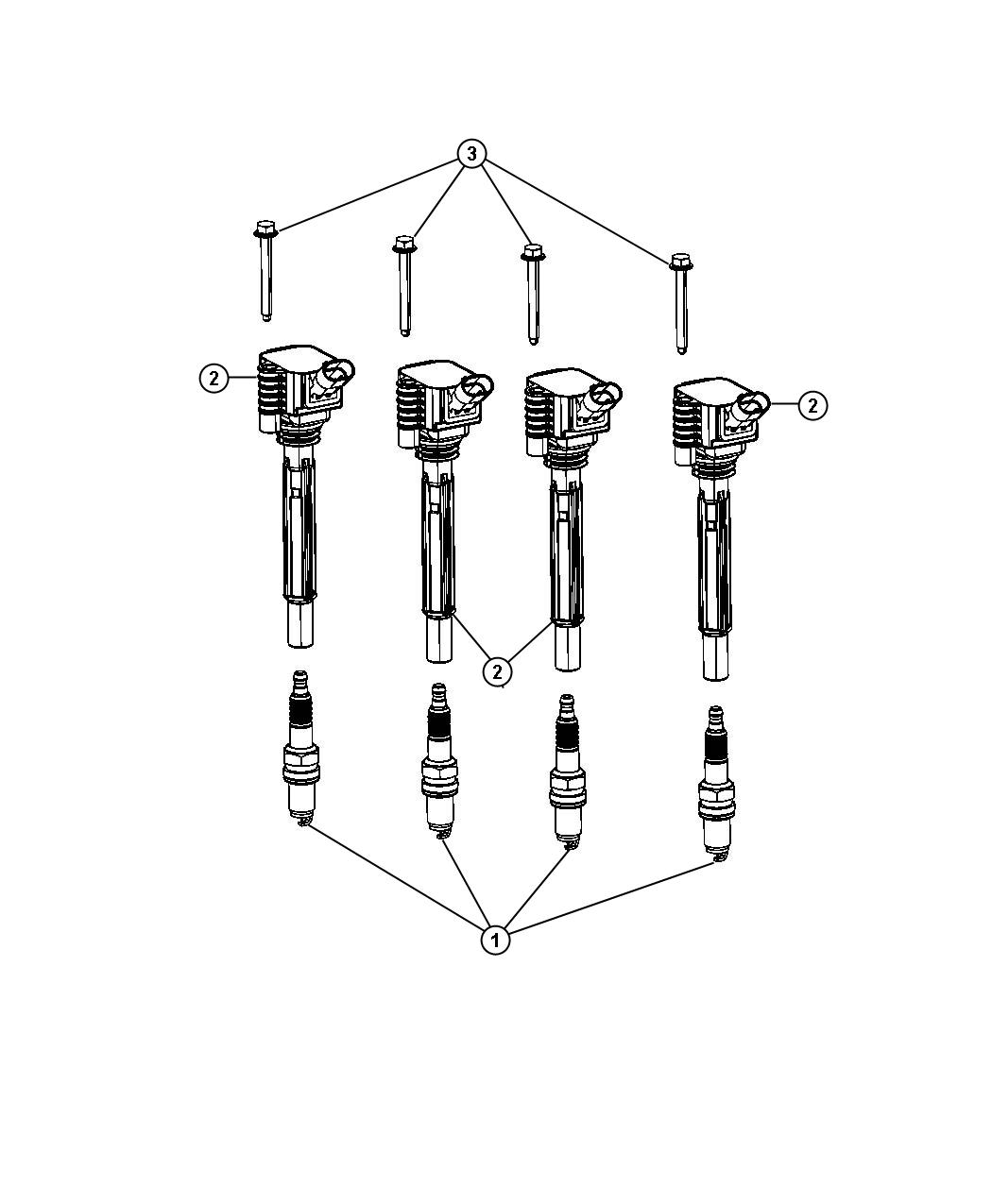 Diagram Spark Plugs and Ignition Coil. for your 2017 Fiat 500   