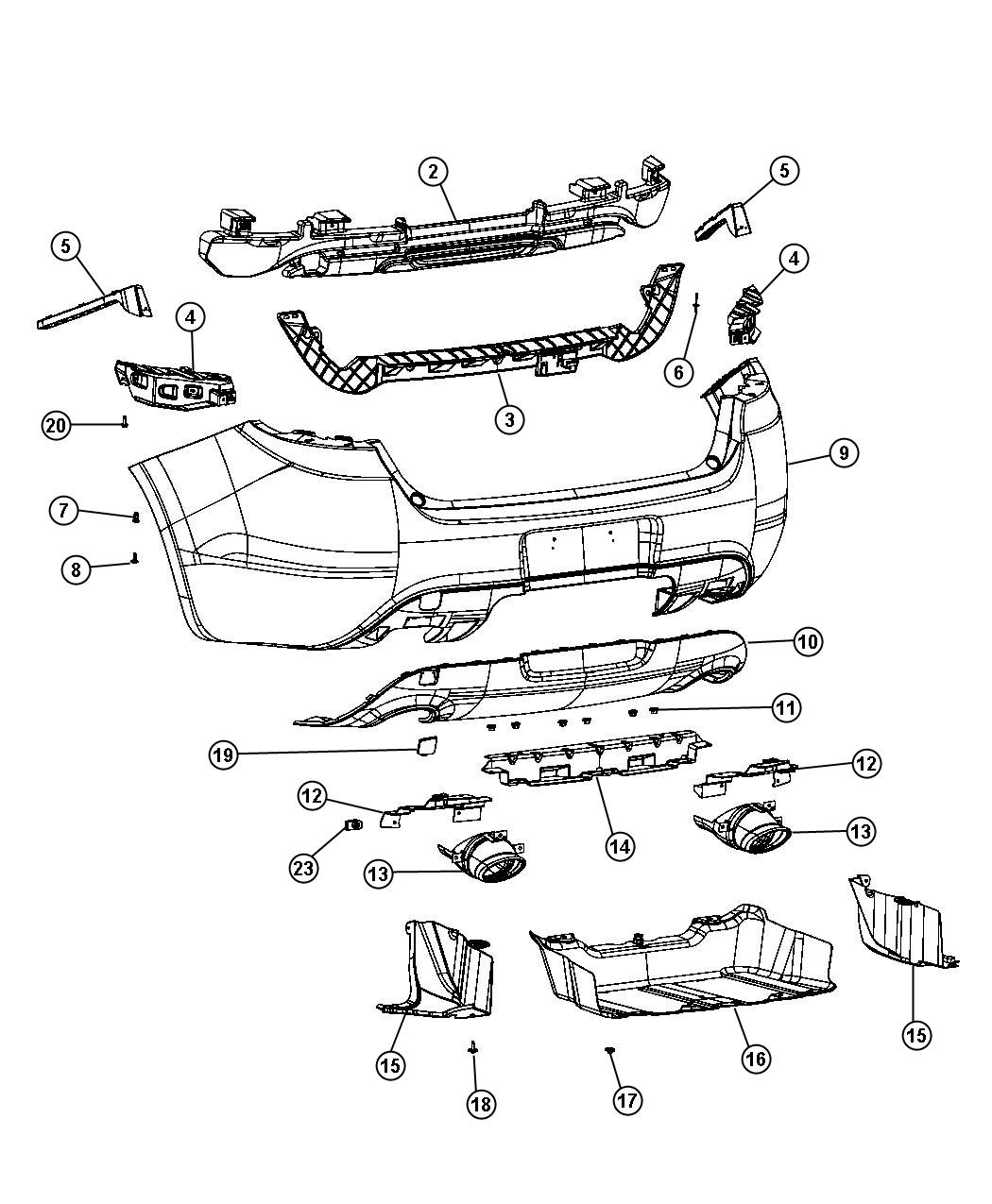 Diagram Fascia, Rear. for your Dodge