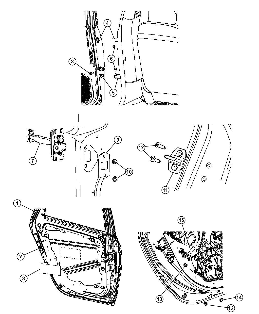 Rear Door, Shell and Hinges. Diagram